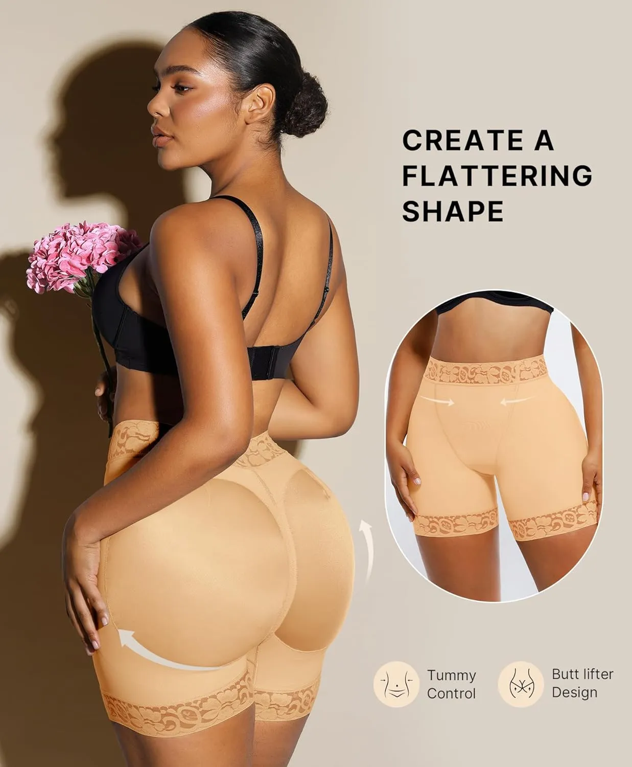 SHAPELLX Butt Lifting Shapewear For Women Tummy Control Faja Shaping Shorts Thigh Slimming Panties Mid Waisted Shaper