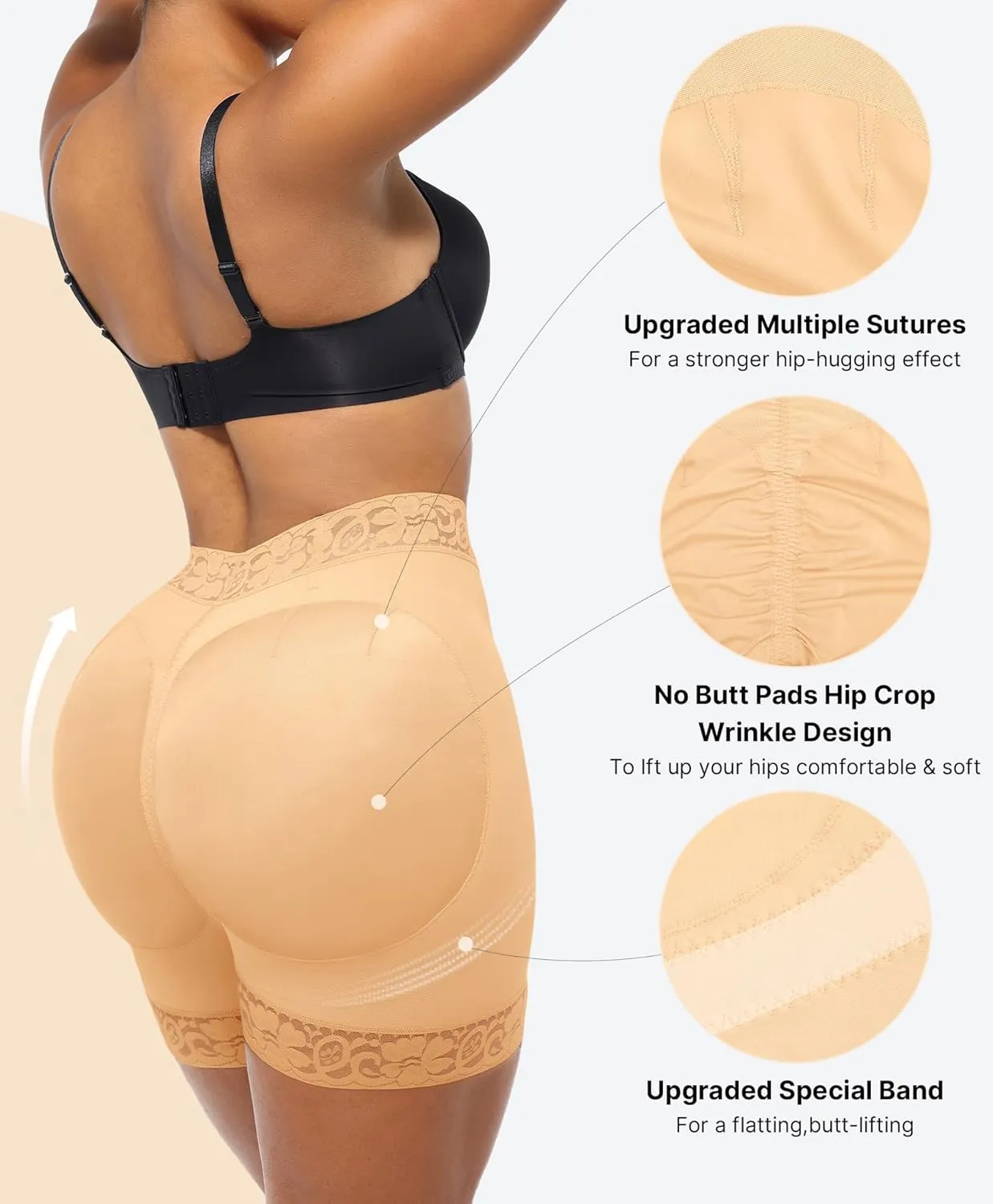 SHAPELLX Butt Lifting Shapewear For Women Tummy Control Faja Shaping Shorts Thigh Slimming Panties Mid Waisted Shaper