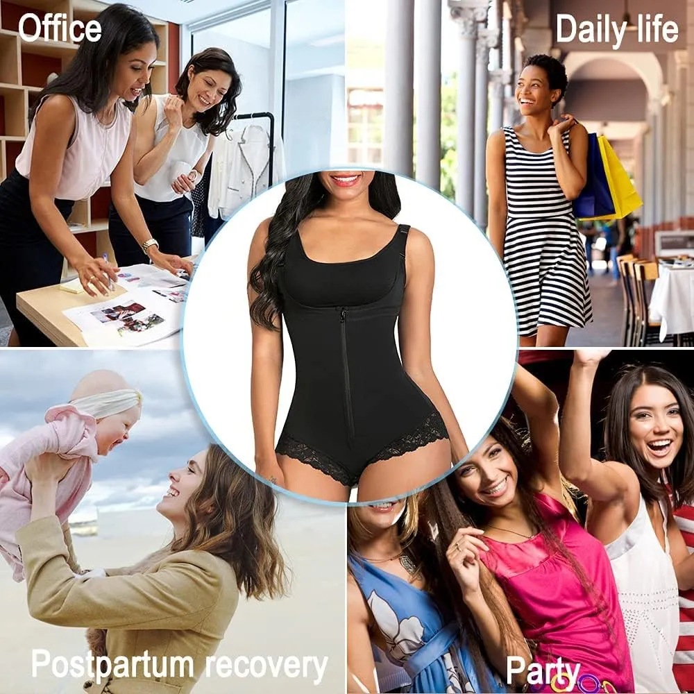 SHAPERX Women's Fajas Colombianas Shapewear Postpartum Tummy Control Body Shaper Butt Lifter Bodysuit