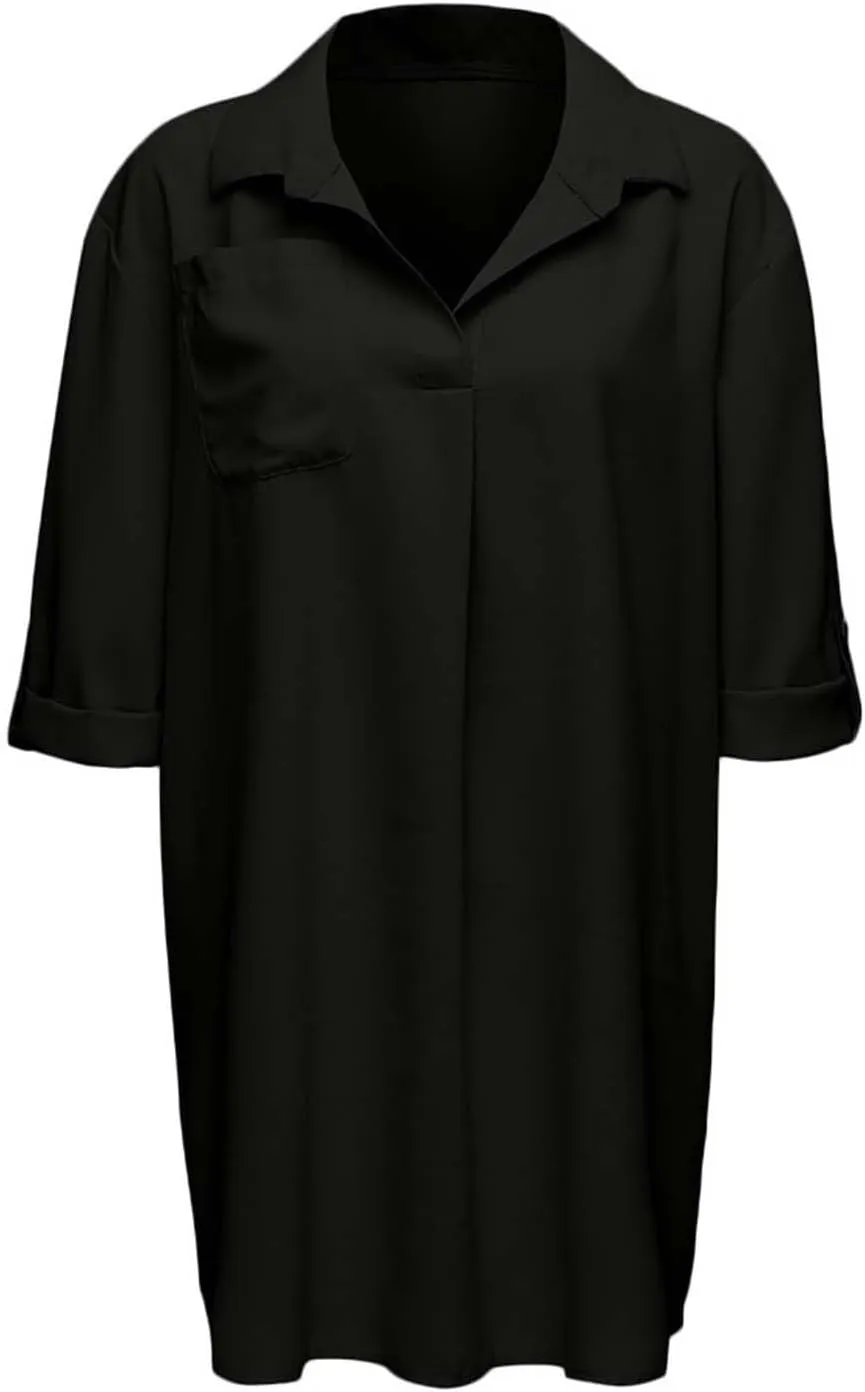 Shift Dresses for Women 2025 Retro Button Down 3/4 Sleeve T Shirt Dress Plus Size Cute Preppy Sundresses for Girls