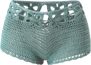Short Shorts for Women Casual Knitted Crochet Comfort Elastic Waist Solid Color Hollow Out Summer Lounge Shorts Pants