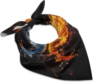 Silk Like Head Scarf for Women Satin Bird Fire And Water Large Hair Scarves Square Satin Head Scarf Neckerchief for Women Headwear Stylish Headband 18 × 18 Inches