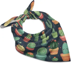 Silk Like Head Scarf for Women Satin Cactus Seamless Illustration Large Hair Scarves Square Satin Head Scarf Neckerchief for Women Headwear Stylish Headband 18 × 18 Inches