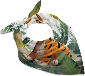 Silk Like Head Scarf for Women Satin Cartoon Tiger Large Hair Scarves Square Satin Head Scarf Neckerchief for Women Headwear Stylish Headband 18 × 18 Inches