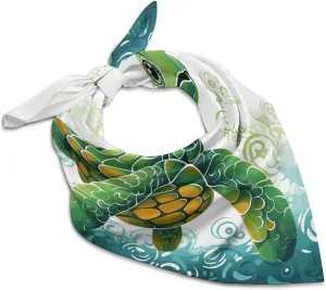 Silk Like Head Scarf for Women Satin Cartoon Turtle Pattern Large Hair Scarves Square Satin Head Scarf Neckerchief for Women Headwear Stylish Headband 18 × 18 Inches
