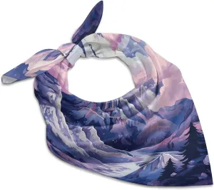 Silk Like Head Scarf for Women Satin Clouds over The Castle Large Hair Scarves Square Satin Head Scarf Neckerchief for Women Headwear Stylish Headband 18 × 18 Inches