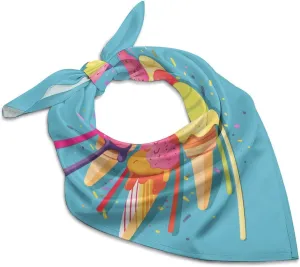 Silk Like Head Scarf for Women Satin Colorful Ice Cream Large Hair Scarves Square Satin Head Scarf Neckerchief for Women Headwear Stylish Headband 18 × 18 Inches