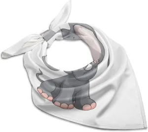 Silk Like Head Scarf for Women Satin Cute Cartoon Elephant Large Hair Scarves Square Satin Head Scarf Neckerchief for Women Headwear Stylish Headband 18 × 18 Inches