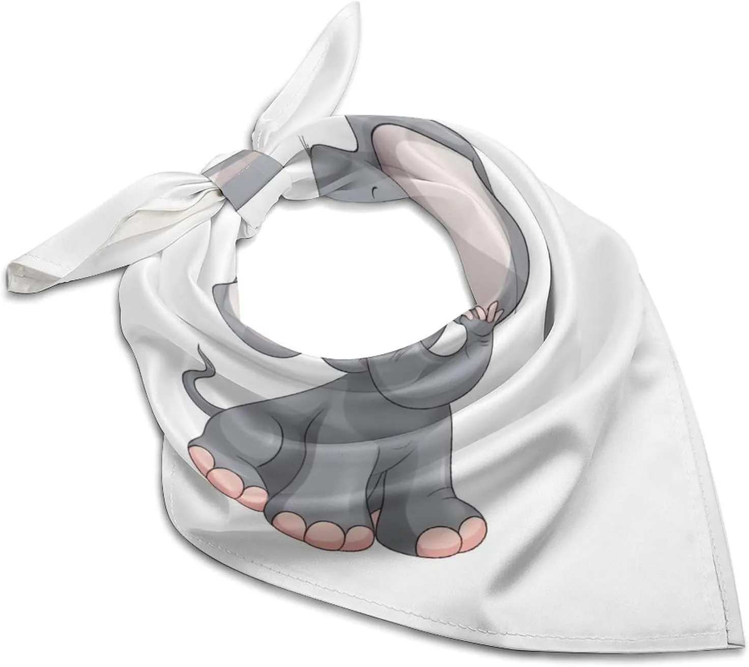 Silk Like Head Scarf for Women Satin Cute Cartoon Elephant Large Hair Scarves Square Satin Head Scarf Neckerchief for Women Headwear Stylish Headband 18 × 18 Inches