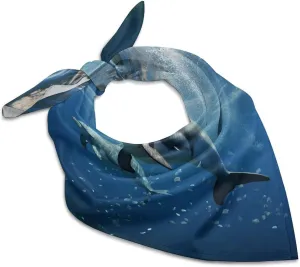 Silk Like Head Scarf for Women Satin Cute Dolphins Large Hair Scarves Square Satin Head Scarf Neckerchief for Women Headwear Stylish Headband 18 × 18 Inches