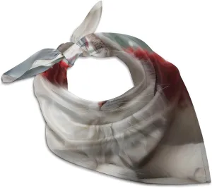 Silk Like Head Scarf for Women Satin Cute White Cat Large Hair Scarves Square Satin Head Scarf Neckerchief for Women Headwear Stylish Headband 18 × 18 Inches