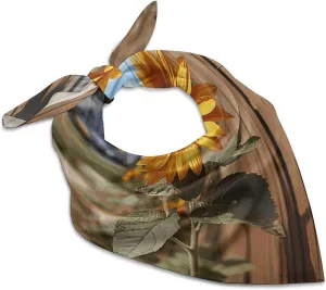Silk Like Head Scarf for Women Satin Farm Sunflower Large Hair Scarves Square Satin Head Scarf Neckerchief for Women Headwear Stylish Headband 18 × 18 Inches