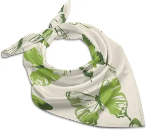 Silk Like Head Scarf for Women Satin Lime Green Butterfly Large Hair Scarves Square Satin Head Scarf Neckerchief for Women Headwear Stylish Headband 18 × 18 Inches