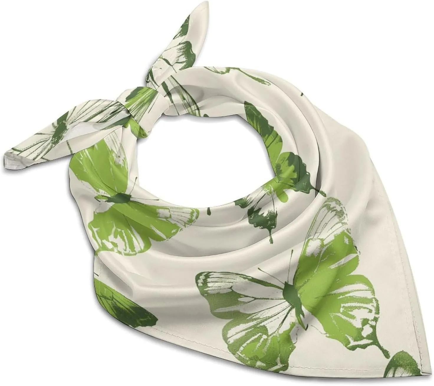 Silk Like Head Scarf for Women Satin Lime Green Butterfly Large Hair Scarves Square Satin Head Scarf Neckerchief for Women Headwear Stylish Headband 18 × 18 Inches