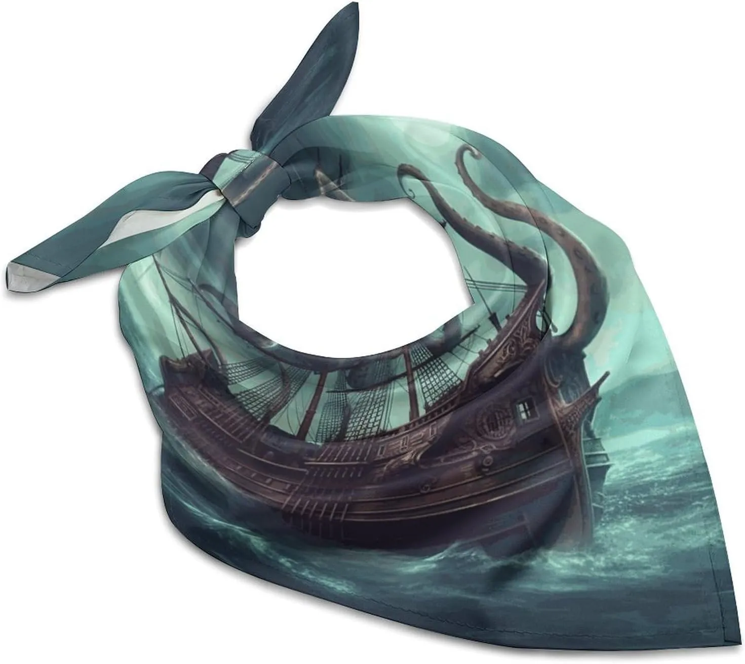 Silk Like Head Scarf for Women Satin Octopus Ship Large Hair Scarves Square Satin Head Scarf Neckerchief for Women Headwear Stylish Headband 18 × 18 Inches