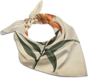 Silk Like Head Scarf for Women Satin Orange Lily Plant Large Hair Scarves Square Satin Head Scarf Neckerchief for Women Headwear Stylish Headband 18 × 18 Inches