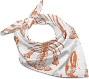 Silk Like Head Scarf for Women Satin Orange Shrimp Pattern Large Hair Scarves Square Satin Head Scarf Neckerchief for Women Headwear Stylish Headband 18 × 18 Inches