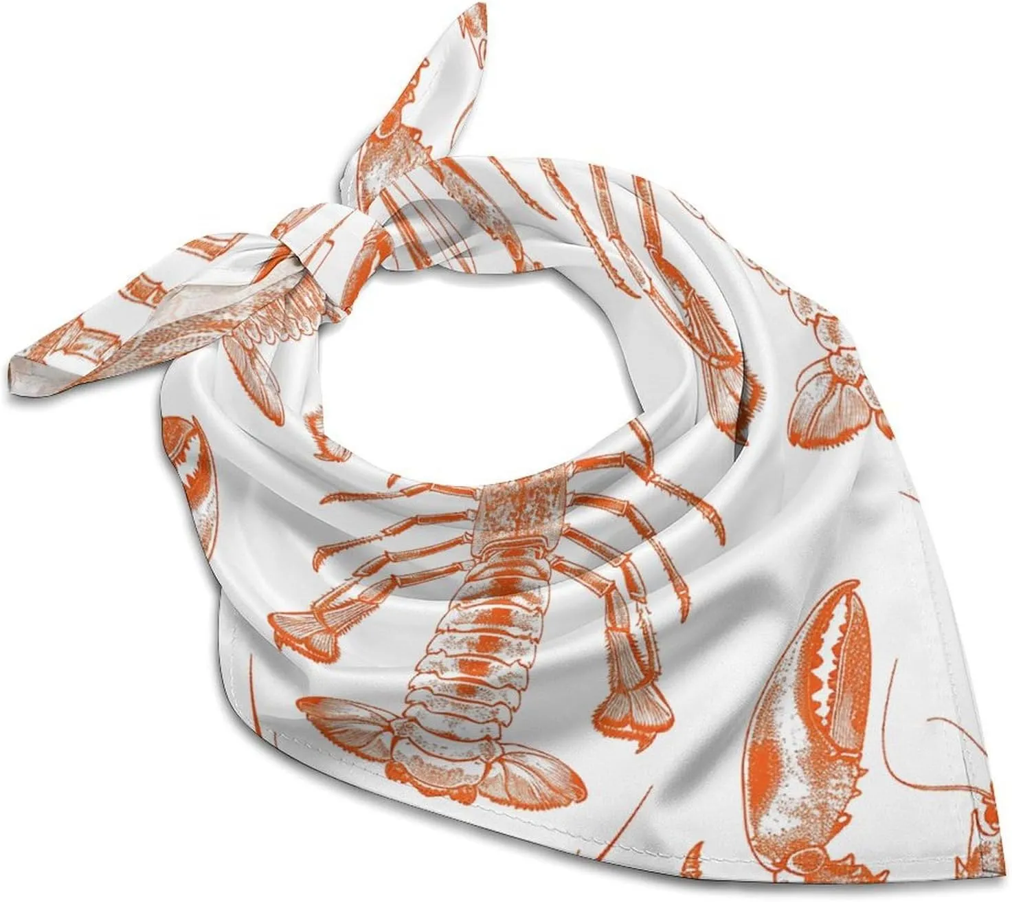 Silk Like Head Scarf for Women Satin Orange Shrimp Pattern Large Hair Scarves Square Satin Head Scarf Neckerchief for Women Headwear Stylish Headband 18 × 18 Inches