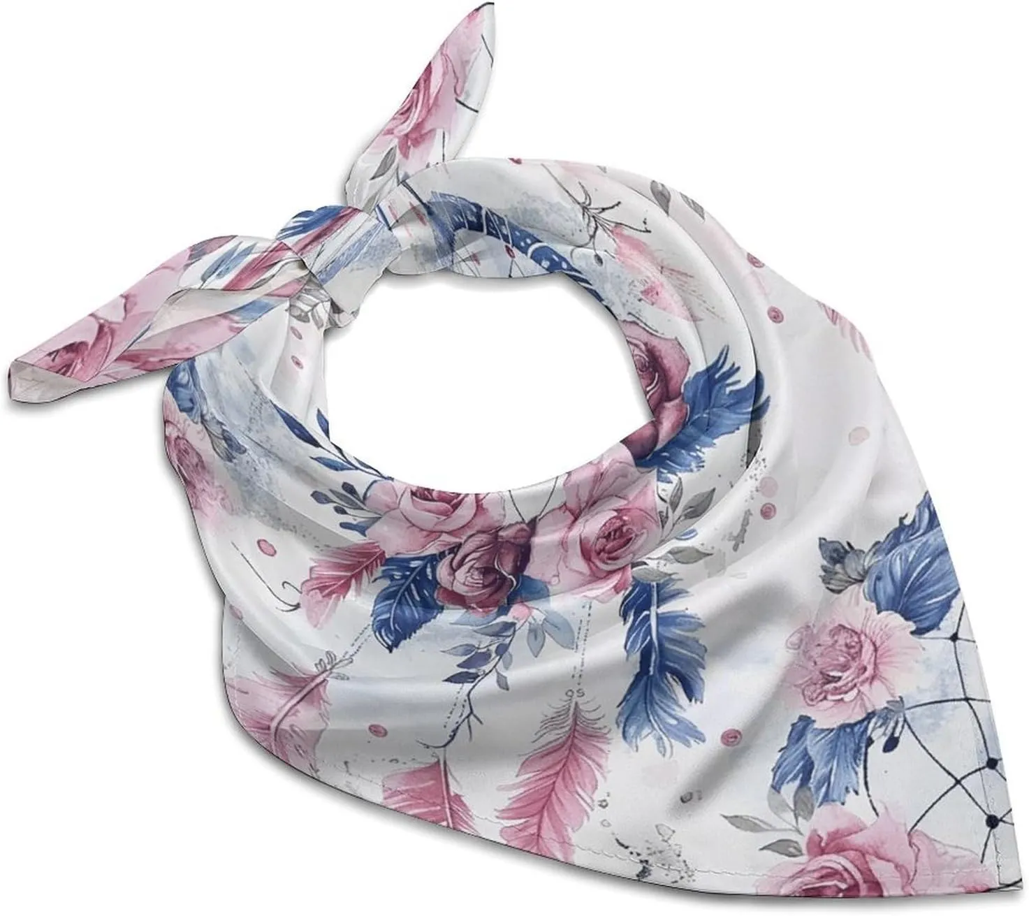 Silk Like Head Scarf for Women Satin Peach Dream Catcher Large Hair Scarves Square Satin Head Scarf Neckerchief for Women Headwear Stylish Headband 18 × 18 Inches
