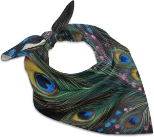 Silk Like Head Scarf for Women Satin Peacock Feather Large Hair Scarves Square Satin Head Scarf Neckerchief for Women Headwear Stylish Headband 18 × 18 Inches