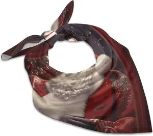 Silk Like Head Scarf for Women Satin Santa Claus Large Hair Scarves Square Satin Head Scarf Neckerchief for Women Headwear Stylish Headband 18 × 18 Inches