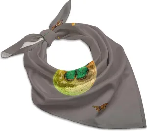 Silk Like Head Scarf for Women Satin Sun And Moon Green Moth Large Hair Scarves Square Satin Head Scarf Neckerchief for Women Headwear Stylish Headband 18 × 18 Inches