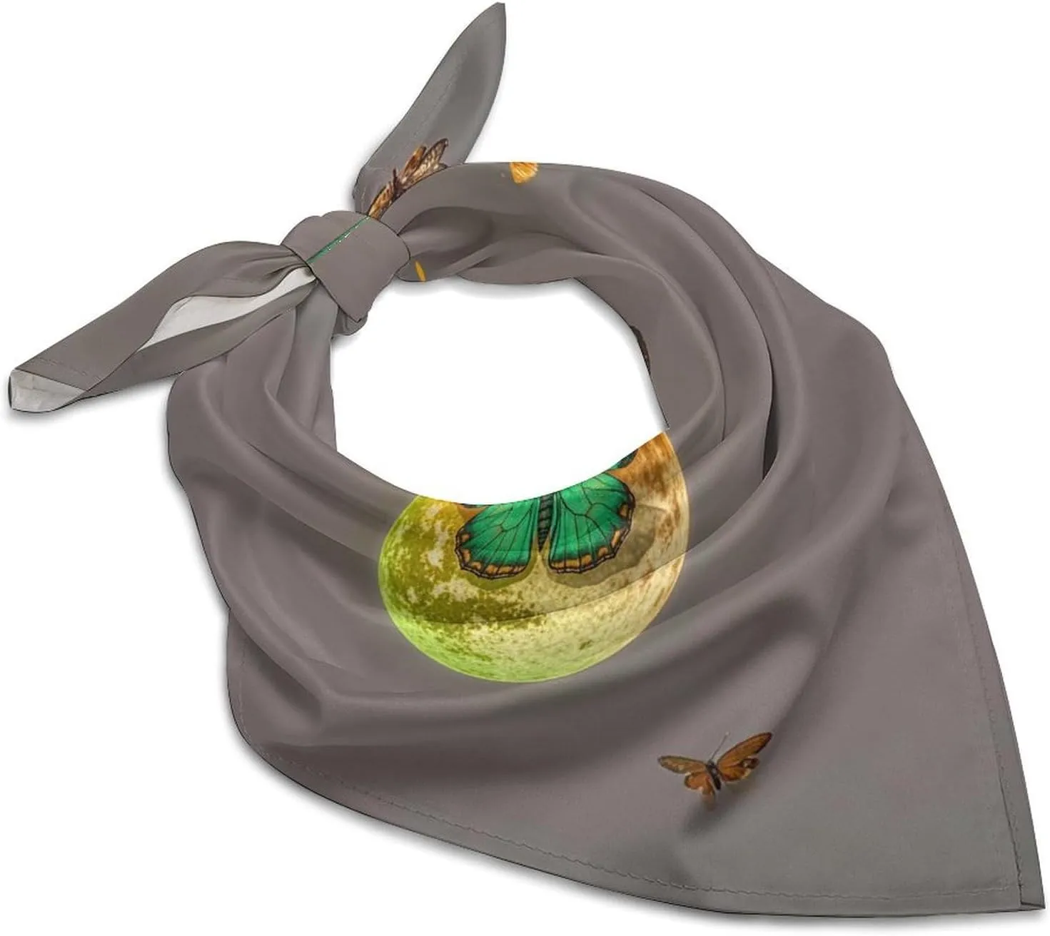 Silk Like Head Scarf for Women Satin Sun And Moon Green Moth Large Hair Scarves Square Satin Head Scarf Neckerchief for Women Headwear Stylish Headband 18 × 18 Inches