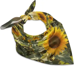 Silk Like Head Scarf for Women Satin Sunflowers after Rain Large Hair Scarves Square Satin Head Scarf Neckerchief for Women Headwear Stylish Headband 18 × 18 Inches