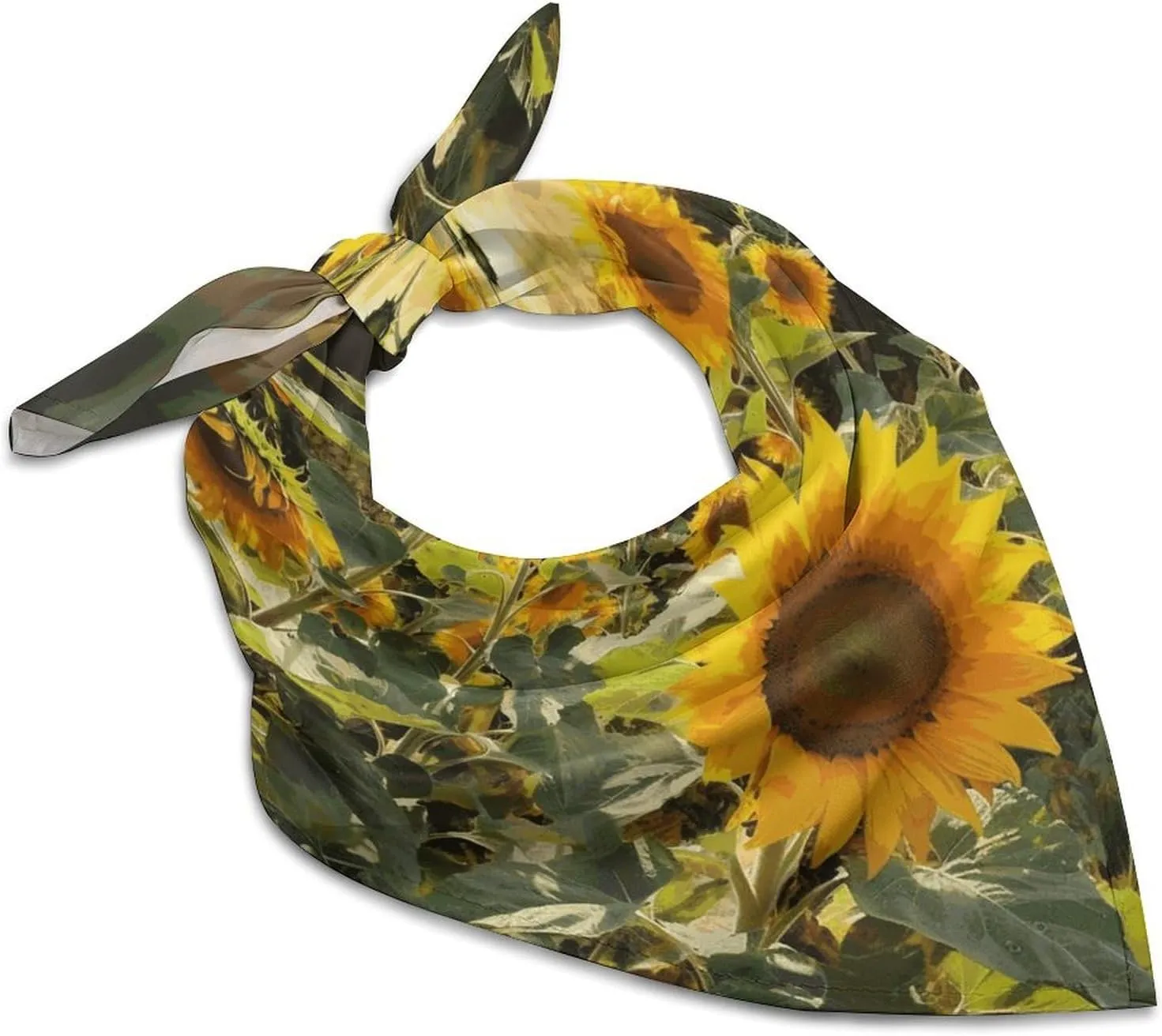 Silk Like Head Scarf for Women Satin Sunflowers after Rain Large Hair Scarves Square Satin Head Scarf Neckerchief for Women Headwear Stylish Headband 18 × 18 Inches