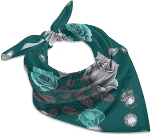 Silk Like Head Scarf for Women Satin Teal Grey Rose Large Hair Scarves Square Satin Head Scarf Neckerchief for Women Headwear Stylish Headband 18 × 18 Inches