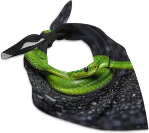Silk Like Head Scarf for Women Satin The Green Snake Large Hair Scarves Square Satin Head Scarf Neckerchief for Women Headwear Stylish Headband 18 × 18 Inches
