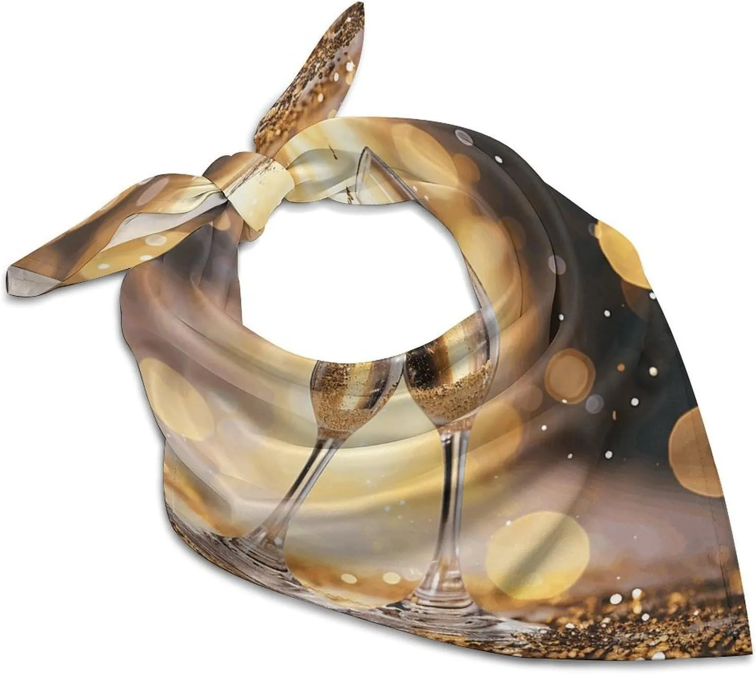 Silk Like Head Scarf for Women Satin Two Glasses of Champagne Large Hair Scarves Square Satin Head Scarf Neckerchief for Women Headwear Stylish Headband 18 × 18 Inches