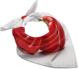 Silk Like Head Scarf for Women Satin Two Red Bell Peppers Large Hair Scarves Square Satin Head Scarf Neckerchief for Women Headwear Stylish Headband 18 × 18 Inches