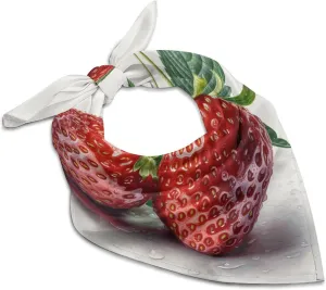 Silk Like Head Scarf for Women Satin Two Strawberries Large Hair Scarves Square Satin Head Scarf Neckerchief for Women Headwear Stylish Headband 18 × 18 Inches