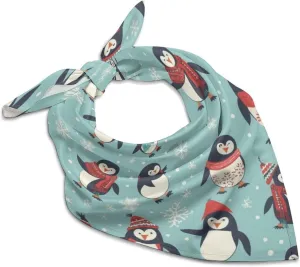 Silk Like Head Scarf for Women Satin Winter Christmas Penguins Large Hair Scarves Square Satin Head Scarf Neckerchief for Women Headwear Stylish Headband 18 × 18 Inches