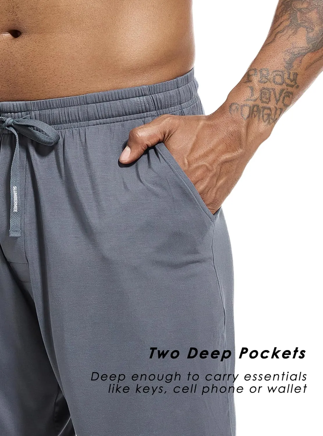 SlumberMee Mens Pajama Bottoms Viscose Made from Bamboo Sleep Shorts with Pockets and Fly Lounge Pants Sleepwear Multipack