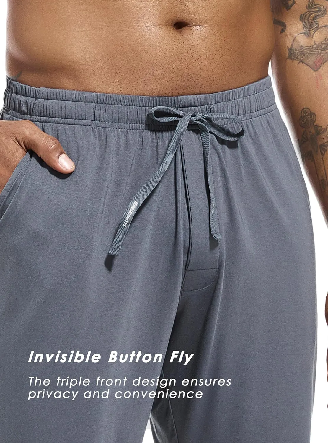 SlumberMee Mens Pajama Bottoms Viscose Made from Bamboo Sleep Shorts with Pockets and Fly Lounge Pants Sleepwear Multipack