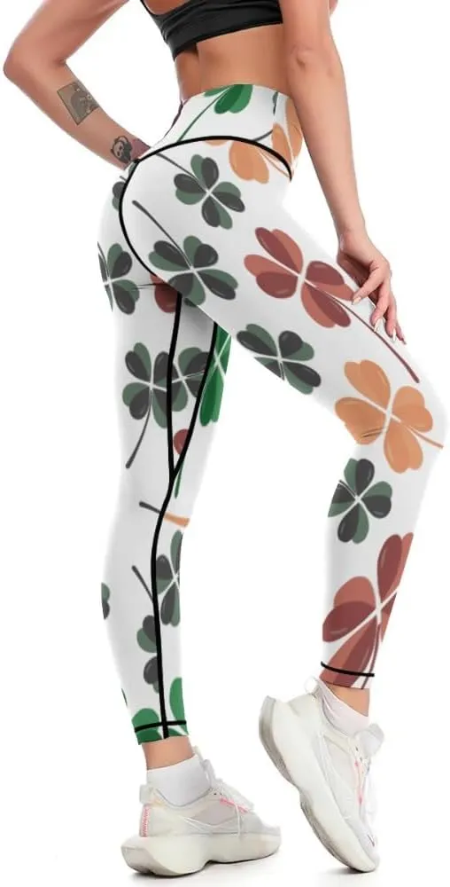 St Patrick's Day Winter Yoga Pants with Pockets Thanksgiving Leggings Shapewear Stretch for Women Long