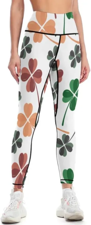 St Patrick's Day Winter Yoga Pants with Pockets Thanksgiving Leggings Shapewear Stretch for Women Long