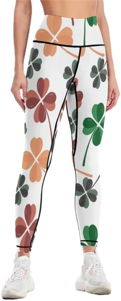 St Patrick's Day Winter Yoga Pants with Pockets Thanksgiving Leggings Shapewear Stretch for Women Long