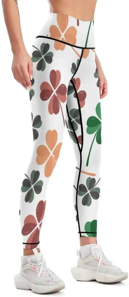 St Patrick's Day Winter Yoga Pants with Pockets Thanksgiving Leggings Shapewear Stretch for Women Long