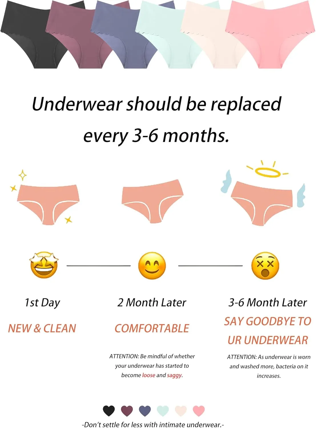 Sth Big High Waisted Seamless Underwear for Women No Show Panties Cheeky Scalloped Edge Bikini Breathable Briefs 6 Pack