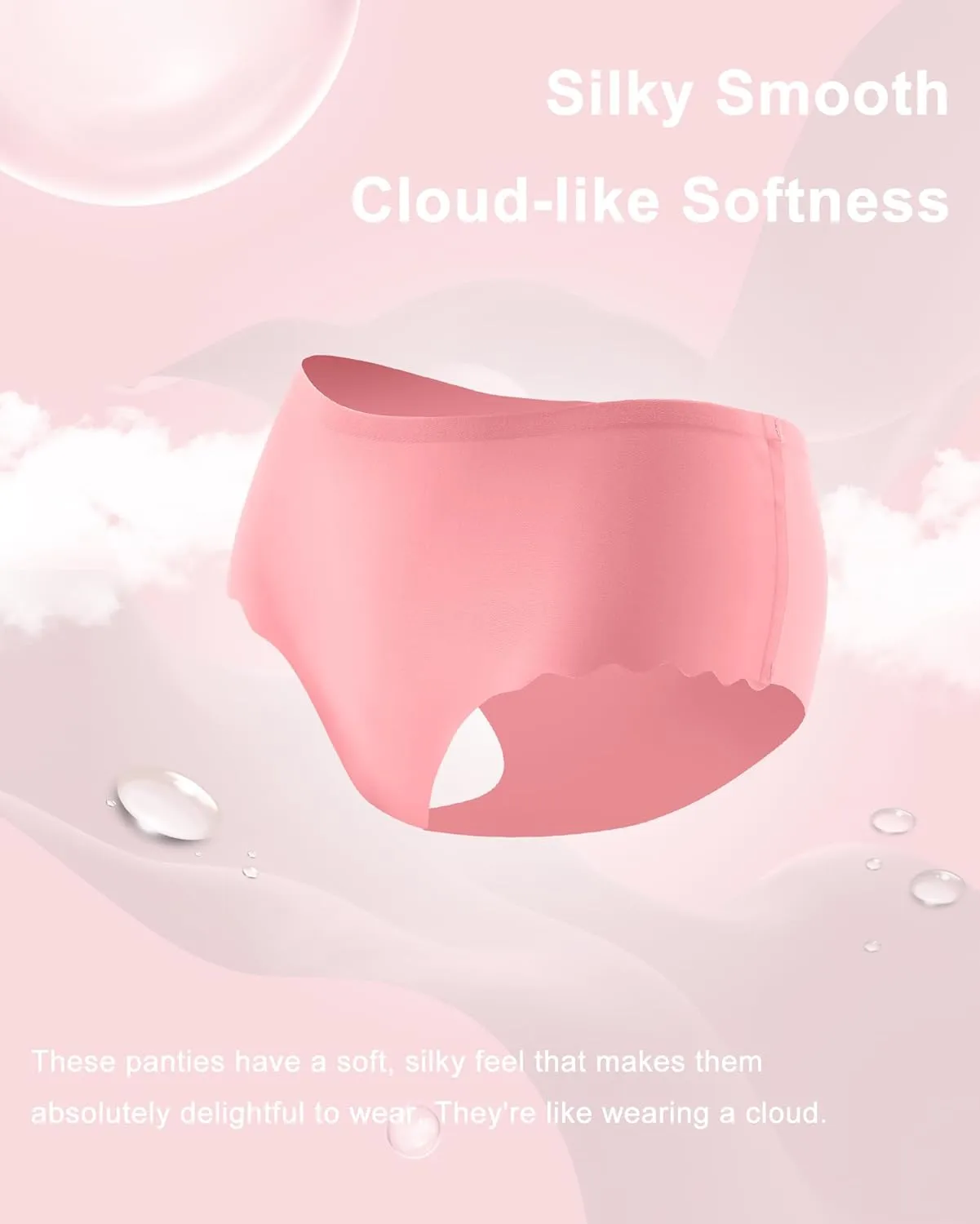 Sth Big High Waisted Seamless Underwear for Women No Show Panties Cheeky Scalloped Edge Bikini Breathable Briefs 6 Pack