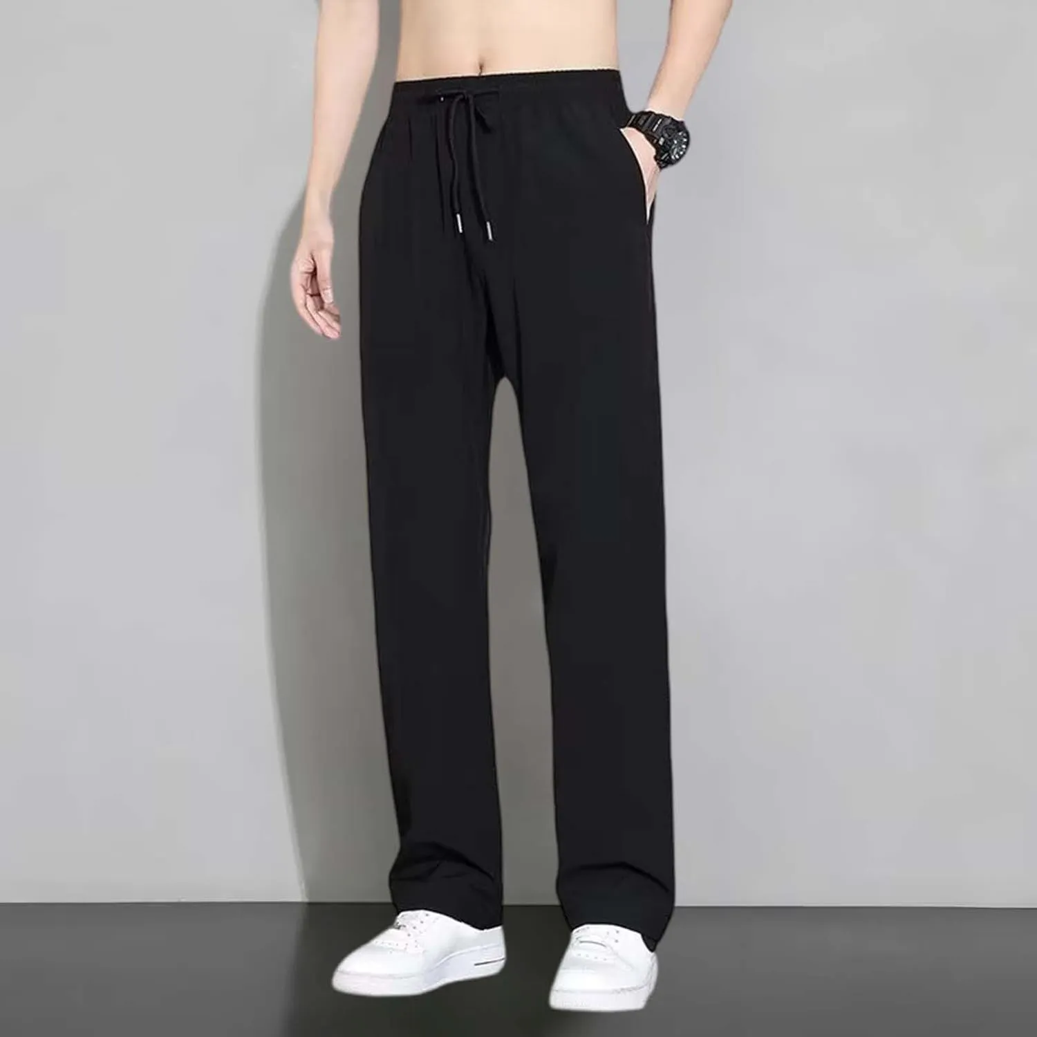 Stretch Active Loose Ice Silk Solid Sports Leggings Gym Joggers Pants for Men Running Jogging Pants Men's Athletic