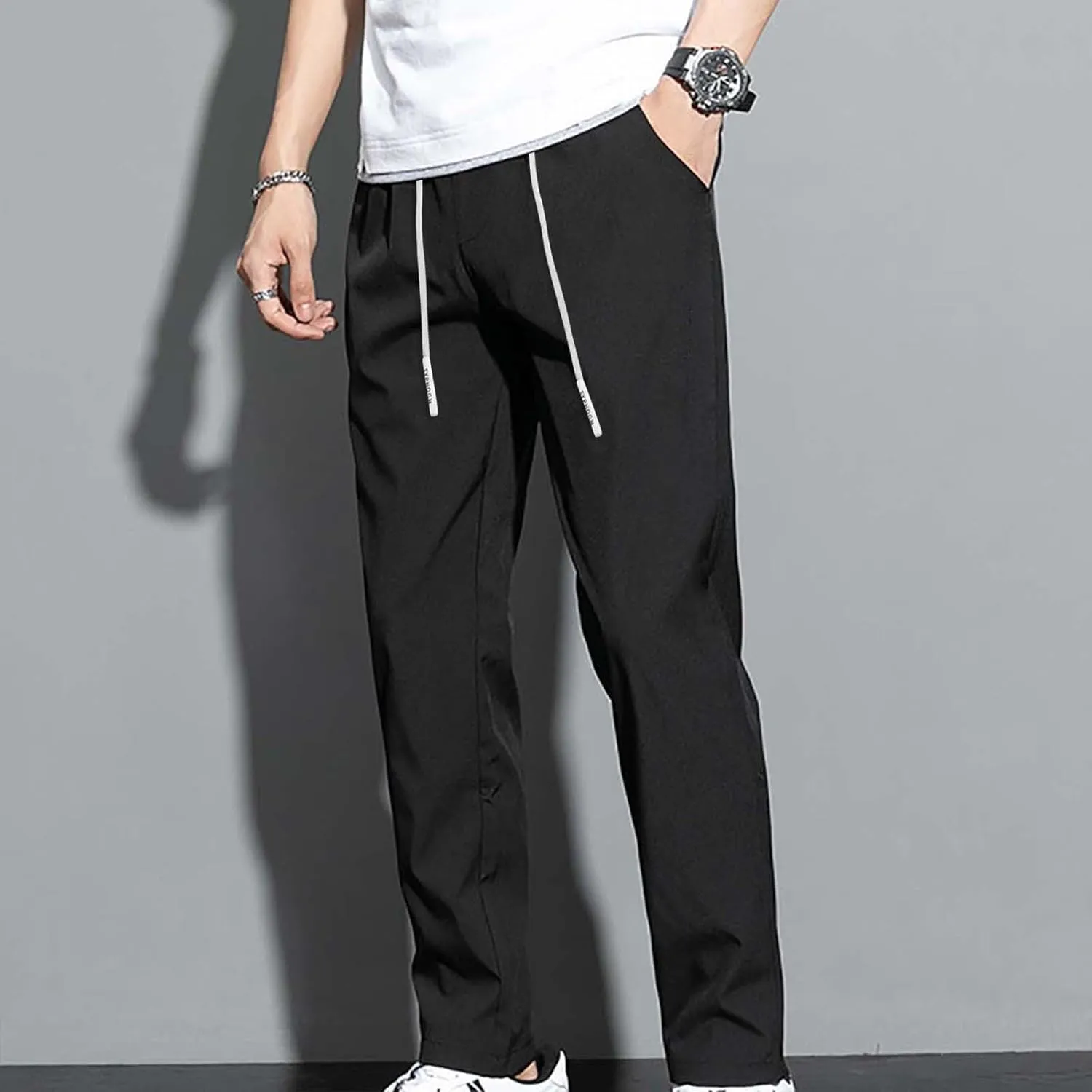 Stretch Active Loose Ice Silk Solid Sports Leggings Gym Joggers Pants for Men Running Jogging Pants Men's Athletic