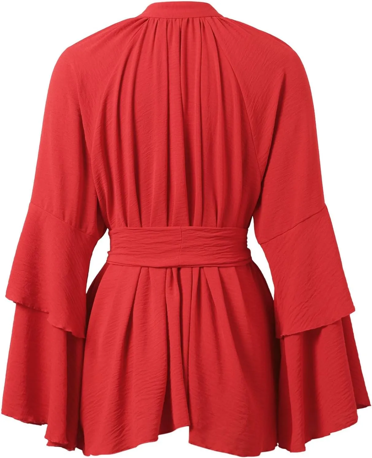 Summer Church Dresses for Women Cute Flowy Tiered Long Sleeve Tie Belt Shirt Mini Dress Petite Evening Party Beach Cover Ups
