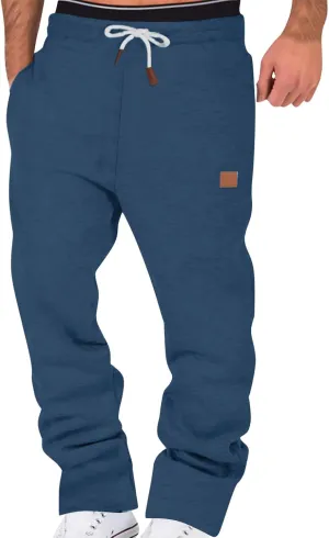 Summer Pants for Men Solid Color Elastic Waist Drawstring Pocket Slim Leg Breathable Athletic Summer Trendy Trousers