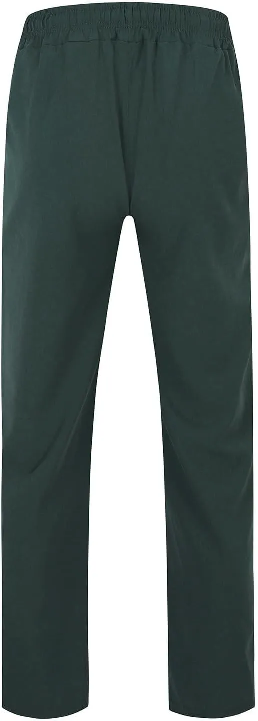 Summer Pants for Men Solid Color Elastic Waist Drawstring Pocket Wide Leg Breathable Loose Elasticity Fresh Trousers
