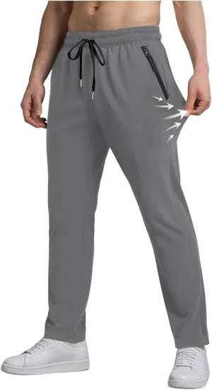 Summer Pants for Men Sweatpants Elastic Waist Drawstring Zipper Slim Leg Fashion Loose Sport Clothes Fresh Trousers