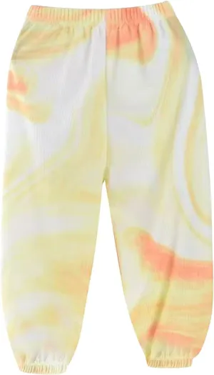 Summer Thin Tie Dye Joggers Pants for Girls Lightweight Casual Loose Elastic Waist Ice Silk Sweatpants for 1-11 Years